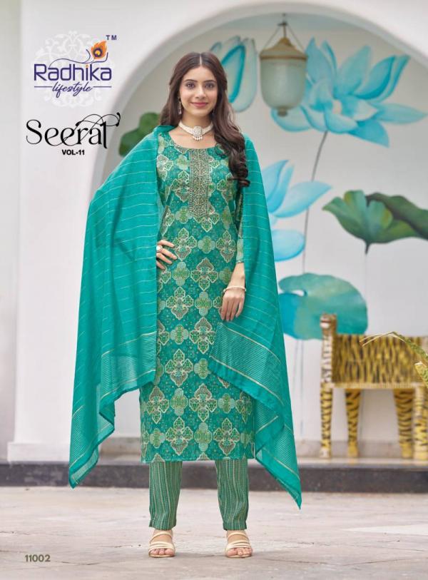 Radhika Seerat Vol 11 Rayon Capsule Foil Printed Ready Made Collection