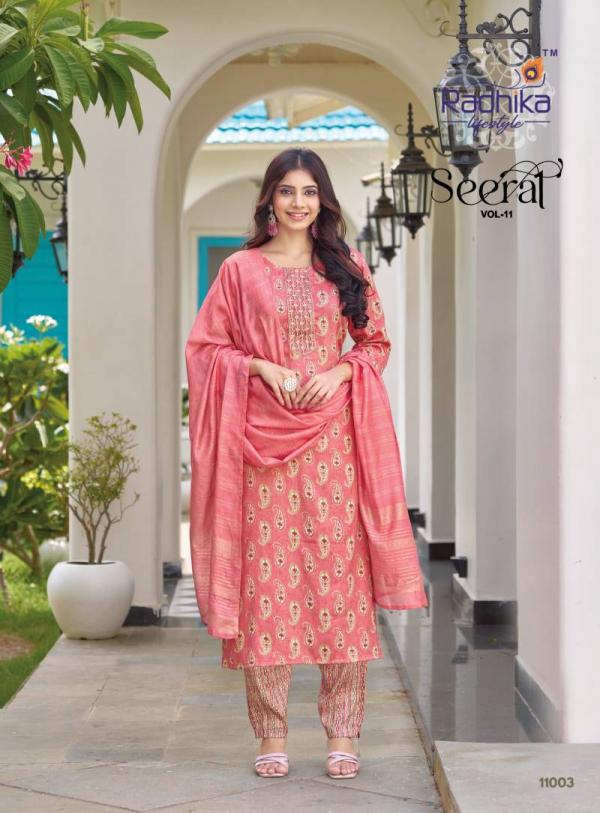 Radhika Seerat Vol 11 Rayon Capsule Foil Printed Ready Made Collection