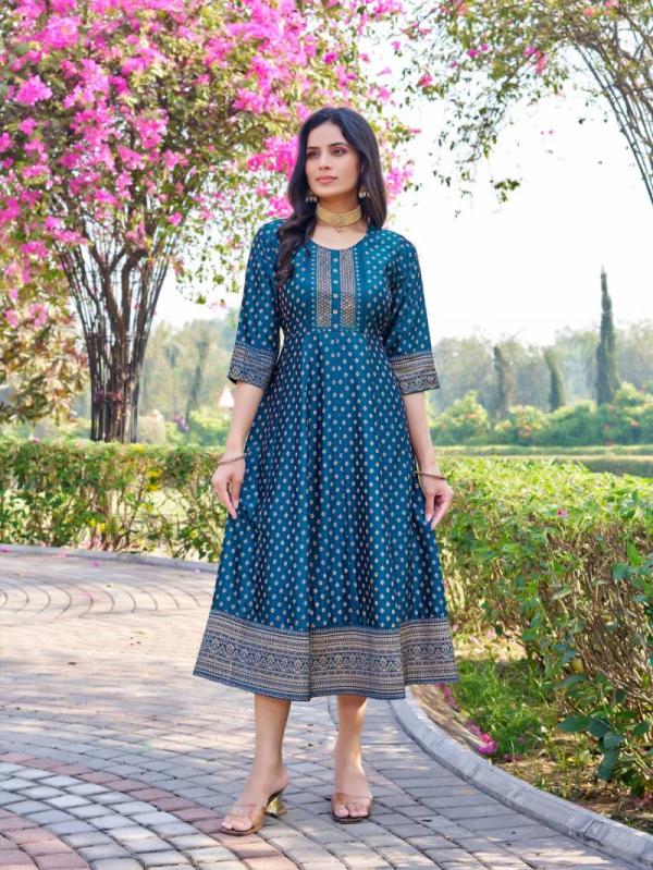 Aanchi Jeevika 2 Rangeela Silk Readymade Flair Kurti Collection