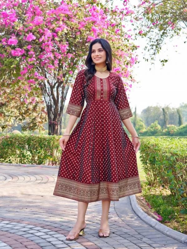 Aanchi Jeevika 2 Rangeela Silk Readymade Flair Kurti Collection
