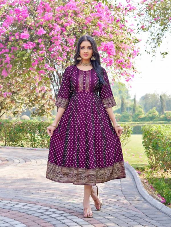 Aanchi Jeevika 2 Rangeela Silk Readymade Flair Kurti Collection