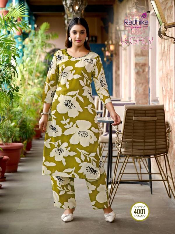 Radhika Legacy Vol 4 Rayon Printed Co Ord Set Collection