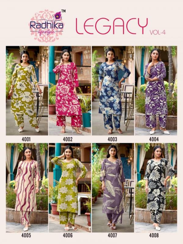 Radhika Legacy Vol 4 Rayon Printed Co Ord Set Collection
