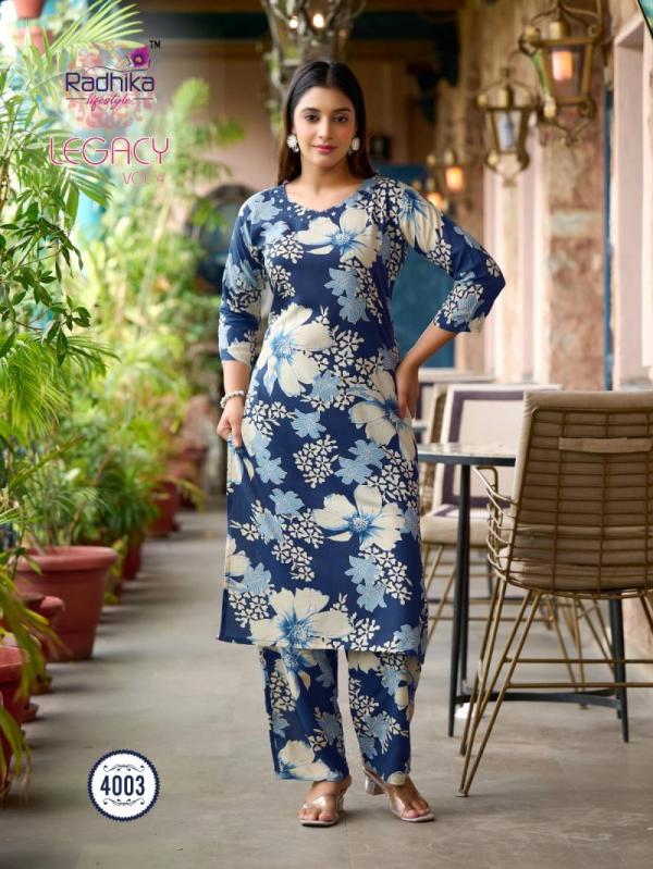 Radhika Legacy Vol 4 Rayon Printed Co Ord Set Collection
