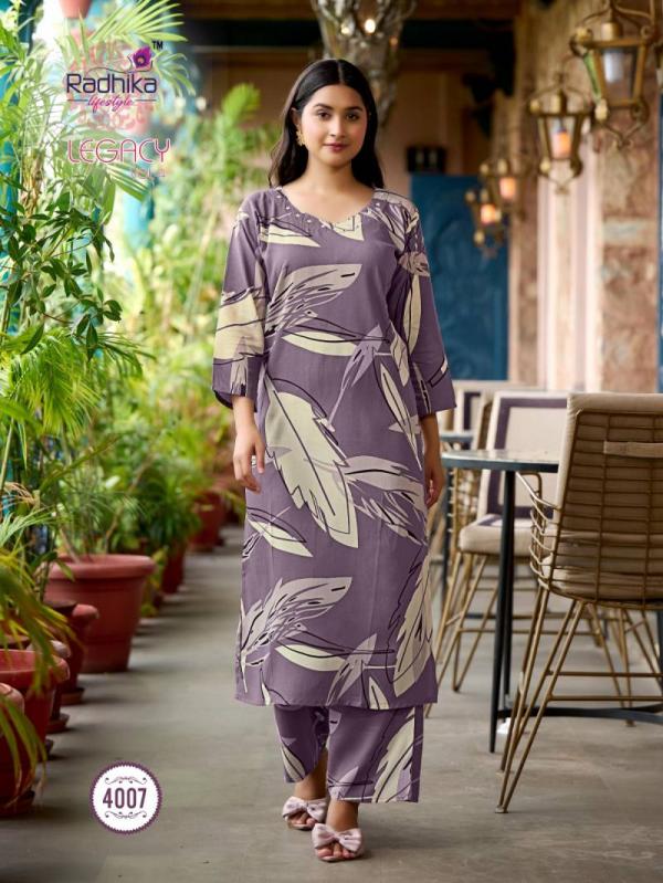 Radhika Legacy Vol 4 Rayon Printed Co Ord Set Collection