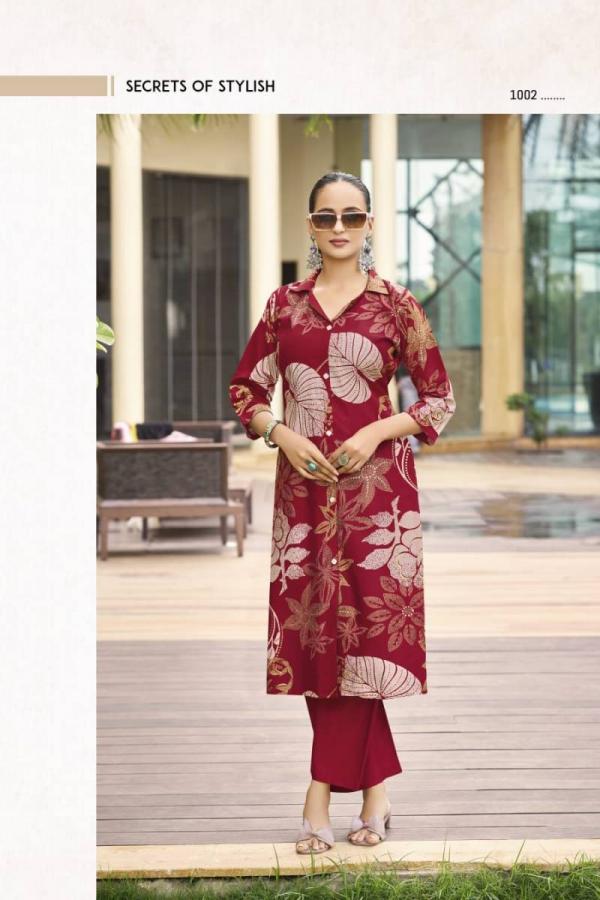 Ossm Rosy Vatican Discharge Printed Co Ord Set