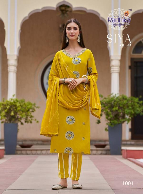 Radhika Siya Vol 1 Rayon Foil Printed Readymade Collection