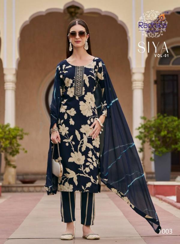 Radhika Siya Vol 1 Rayon Foil Printed Readymade Collection