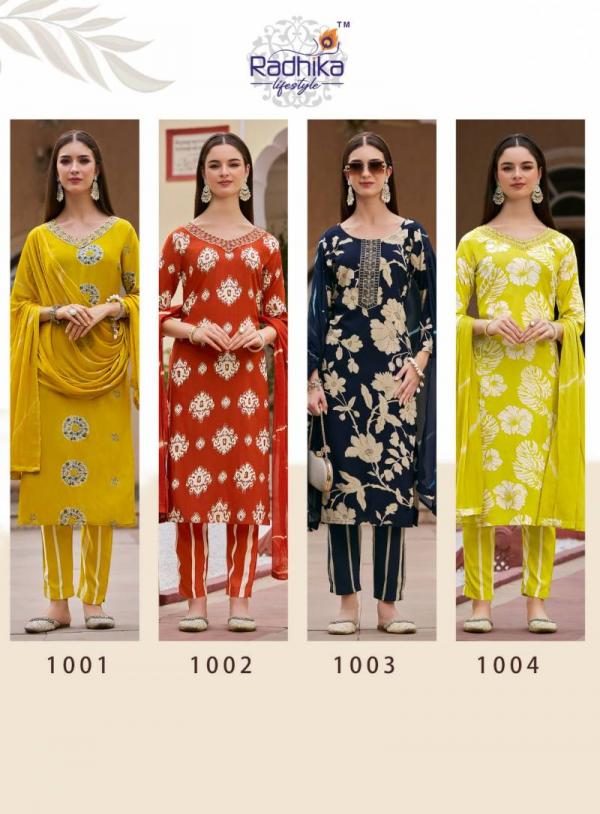 Radhika Siya Vol 1 Rayon Foil Printed Readymade Collection