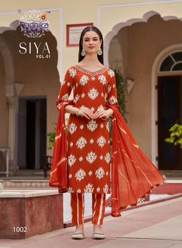 Radhika Siya Vol 1 Rayon Foil Printed Readymade Collection