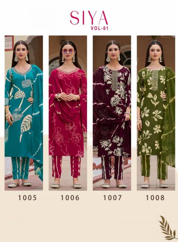 Radhika Siya Vol 1 Rayon Foil Printed Readymade Collection