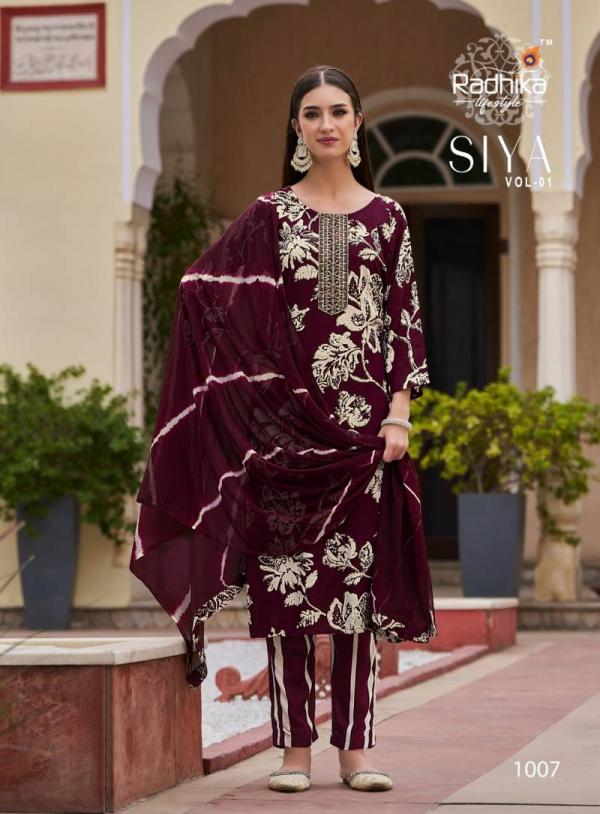 Radhika Siya Vol 1 Rayon Foil Printed Readymade Collection