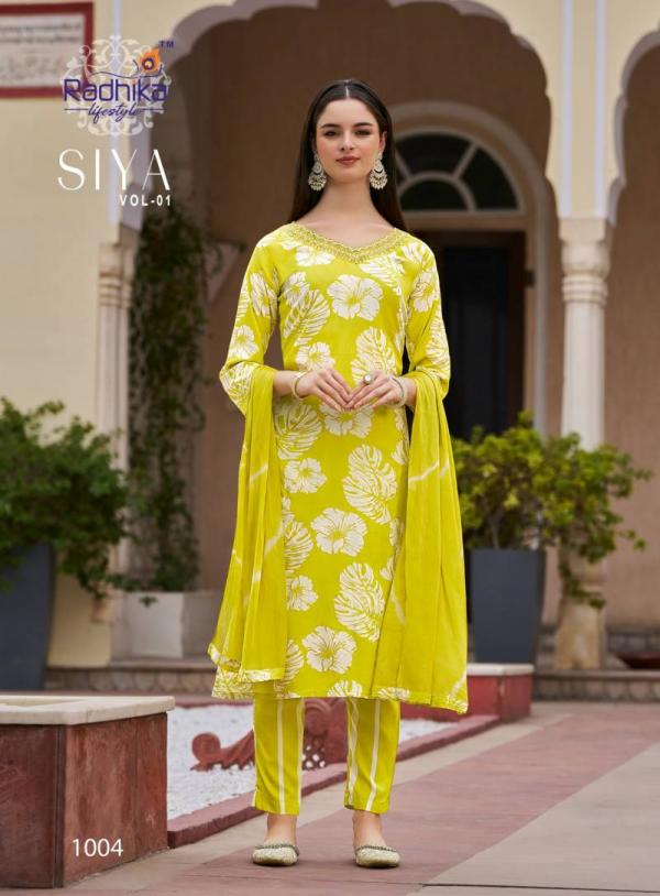 Radhika Siya Vol 1 Rayon Foil Printed Readymade Collection