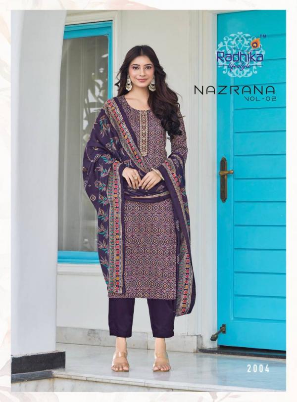 Radhika Nazrana Vol 2 Jam Satin Kurti Bottom With Dupatta