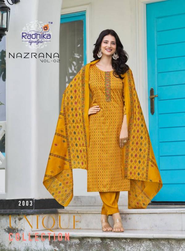 Radhika Nazrana Vol 2 Jam Satin Kurti Bottom With Dupatta