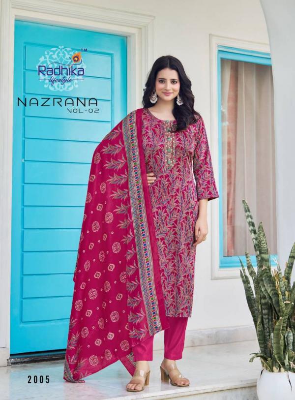 Radhika Nazrana Vol 2 Jam Satin Kurti Bottom With Dupatta