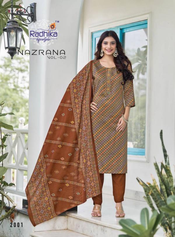 Radhika Nazrana Vol 2 Jam Satin Kurti Bottom With Dupatta