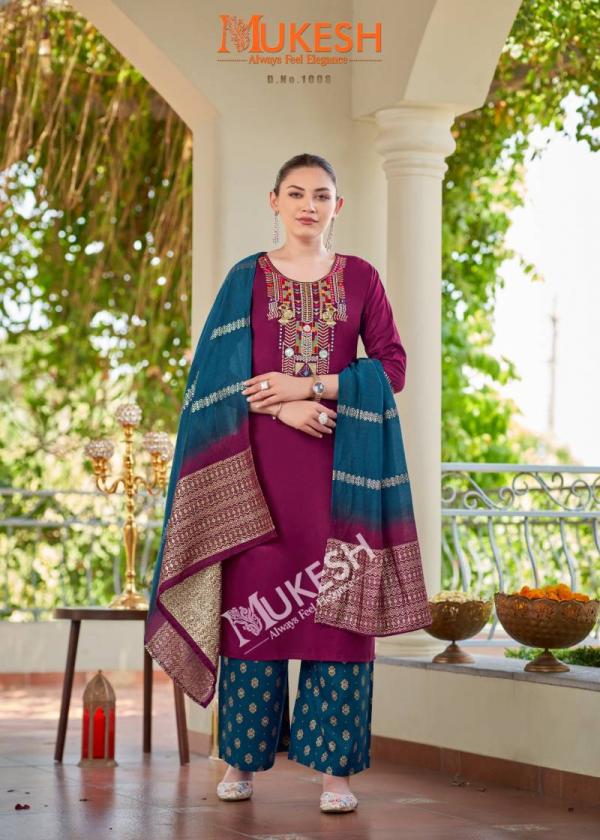 Mukesh Mausam Rayon Embroidered Top Bottom With Dupatta