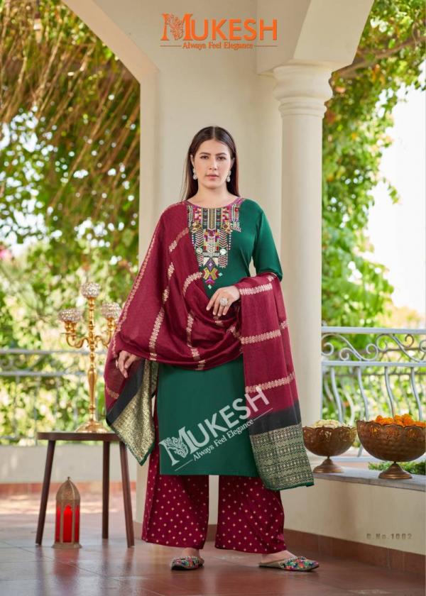 Mukesh Mausam Rayon Embroidered Top Bottom With Dupatta
