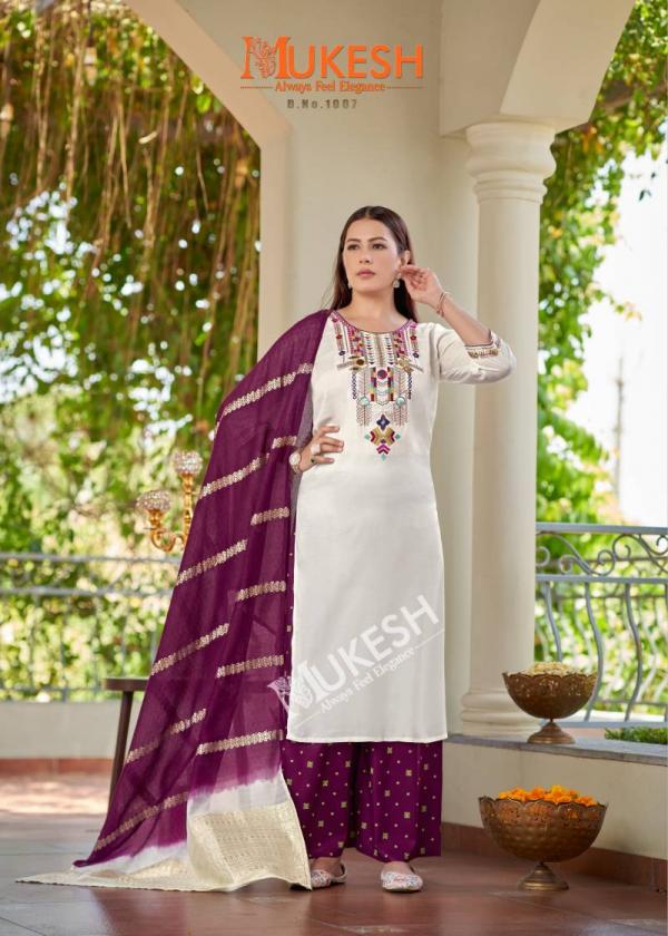 Mukesh Mausam Rayon Embroidered Top Bottom With Dupatta
