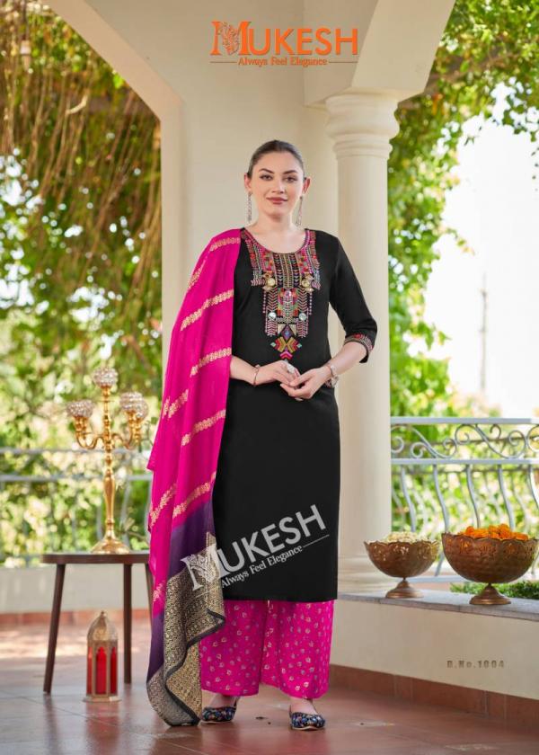 Mukesh Mausam Rayon Embroidered Top Bottom With Dupatta