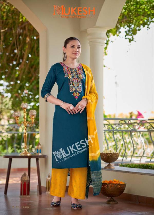Mukesh Mausam Rayon Embroidered Top Bottom With Dupatta