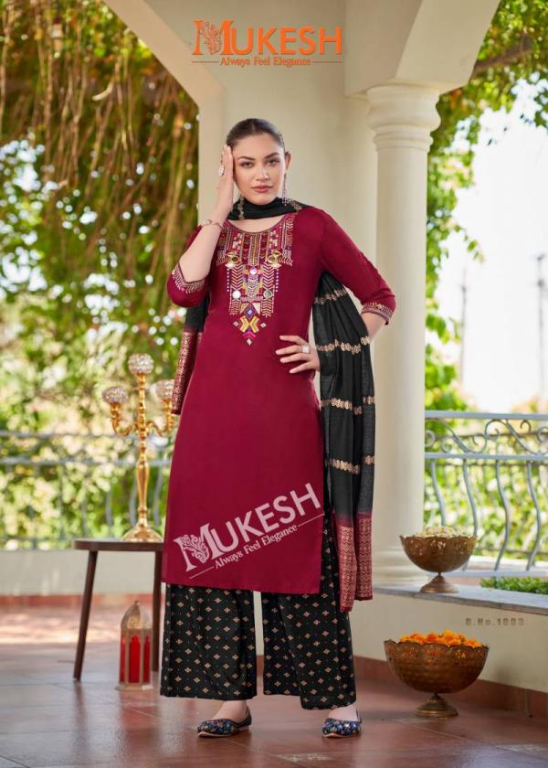 Mukesh Mausam Rayon Embroidered Top Bottom With Dupatta