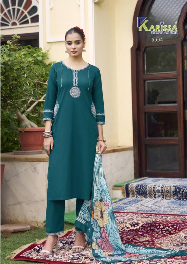 Karissa Sania Cotton Thread Work Kurti Bottom With Dupatta