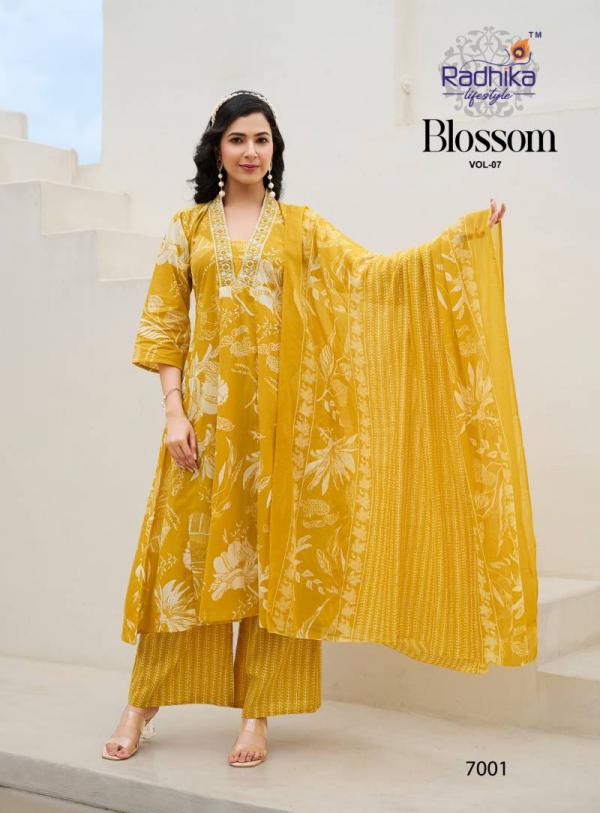 Radhika Blossom Vol 7 Cotton Printed Kurti Bottom With Dupatta