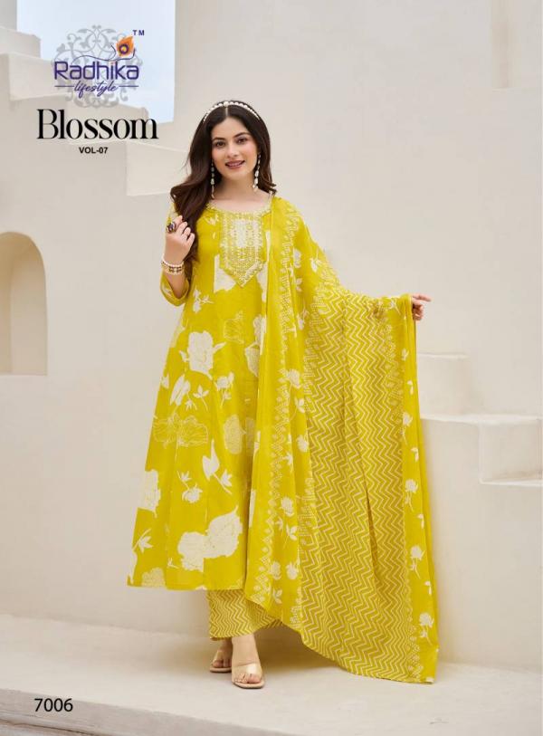 Radhika Blossom Vol 7 Cotton Printed Kurti Bottom With Dupatta