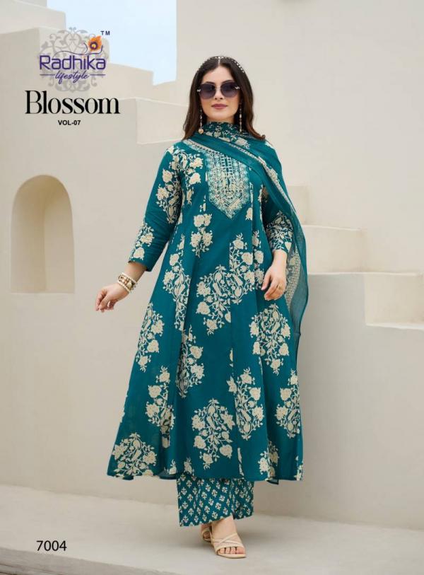 Radhika Blossom Vol 7 Cotton Printed Kurti Bottom With Dupatta