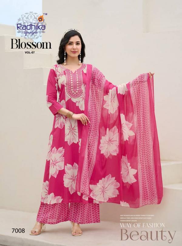 Radhika Blossom Vol 7 Cotton Printed Kurti Bottom With Dupatta