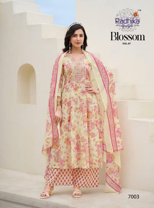 Radhika Blossom Vol 7 Cotton Printed Kurti Bottom With Dupatta