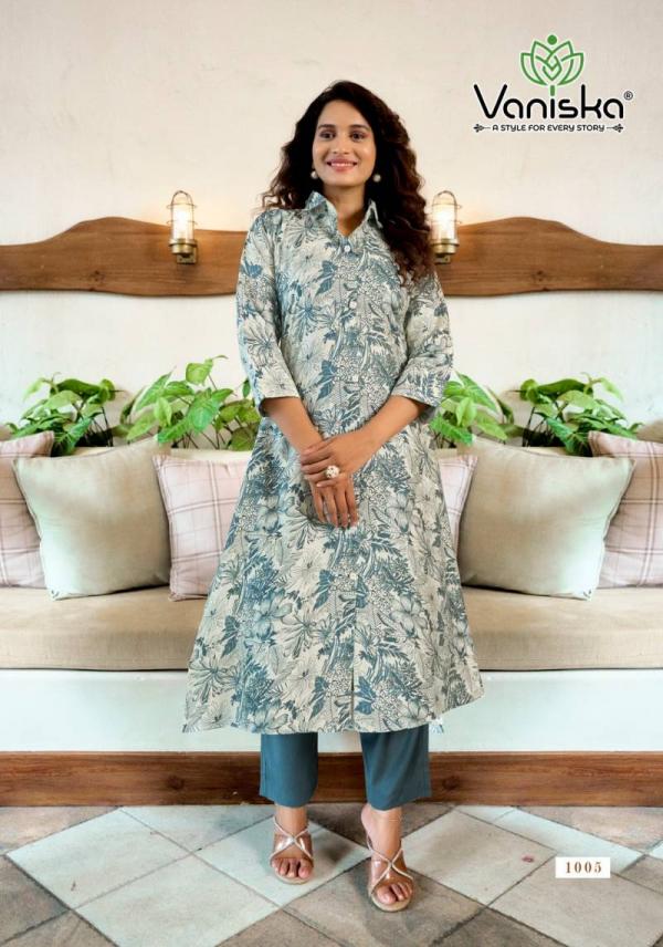Vaniska Flower Velly Vol 1 Vatican Print Aline Kurti With Bottom