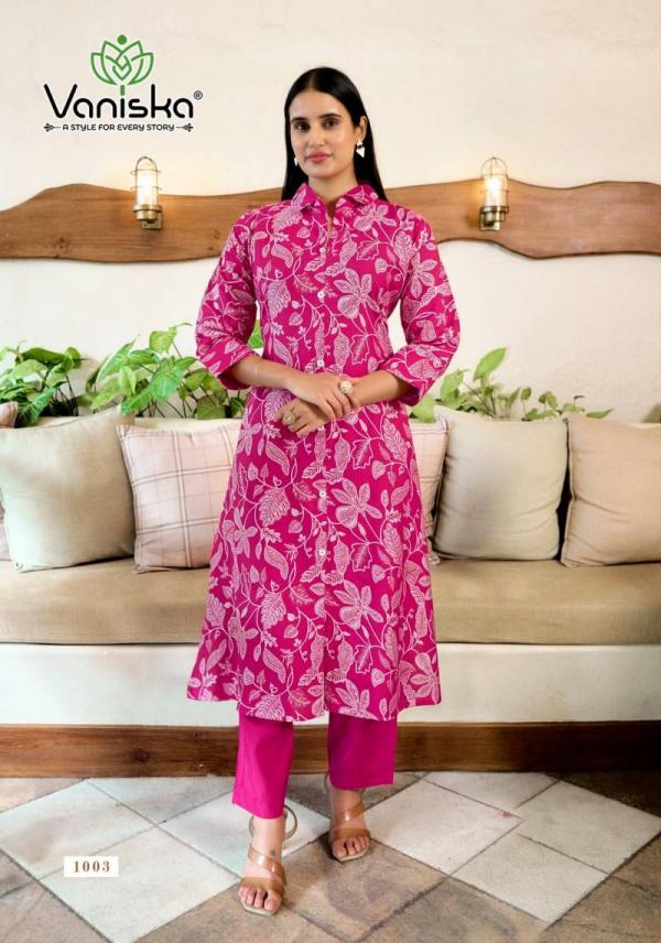 Vaniska Flower Velly Vol 1 Vatican Print Aline Kurti With Bottom