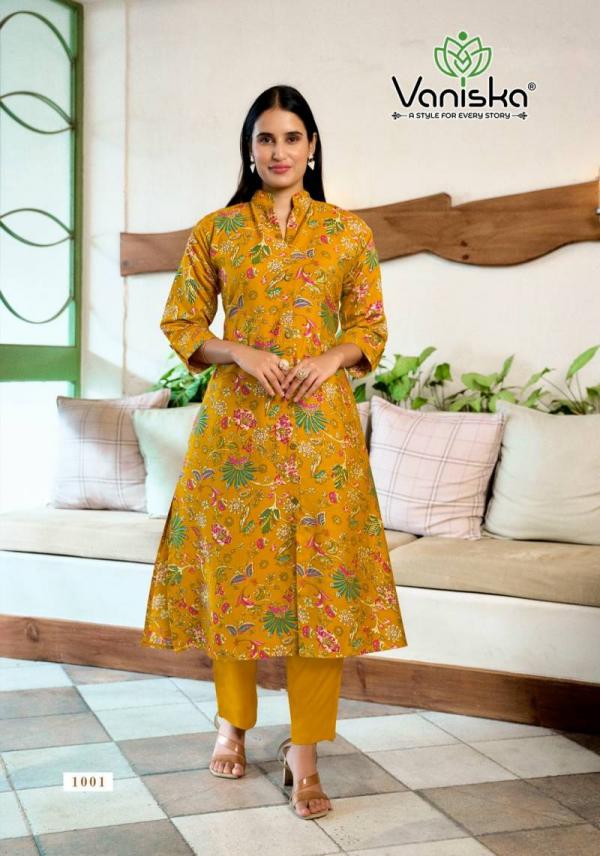 Vaniska Flower Velly Vol 1 Vatican Print Aline Kurti With Bottom