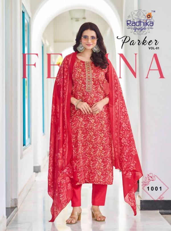 Radhika Parker Vol 1 Jam Satin Kurti Bottom With Dupatta