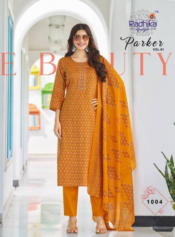 Radhika Parker Vol 1 Jam Satin Kurti Bottom With Dupatta