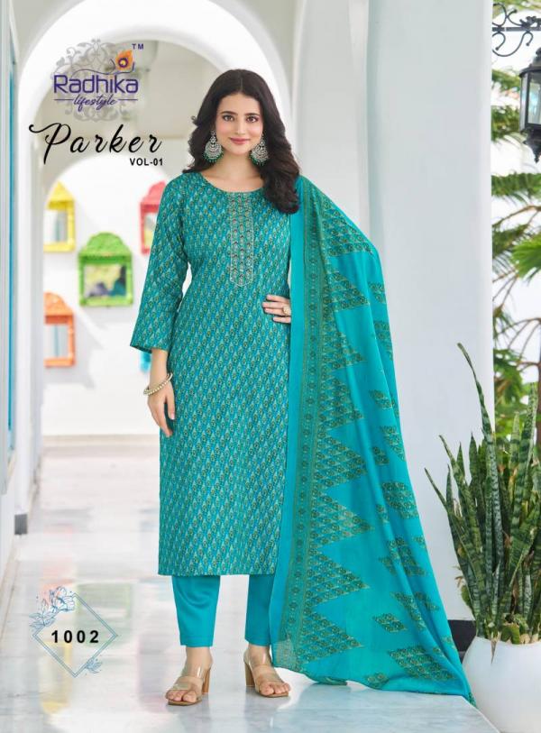 Radhika Parker Vol 1 Jam Satin Kurti Bottom With Dupatta