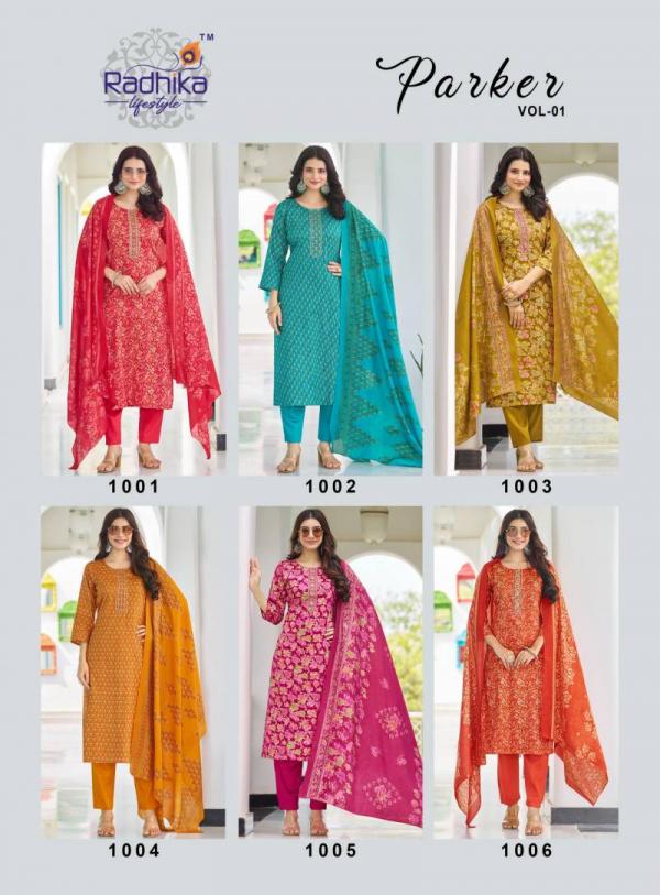 Radhika Parker Vol 1 Jam Satin Kurti Bottom With Dupatta