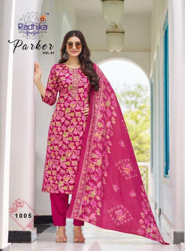 Radhika Parker Vol 1 Jam Satin Kurti Bottom With Dupatta