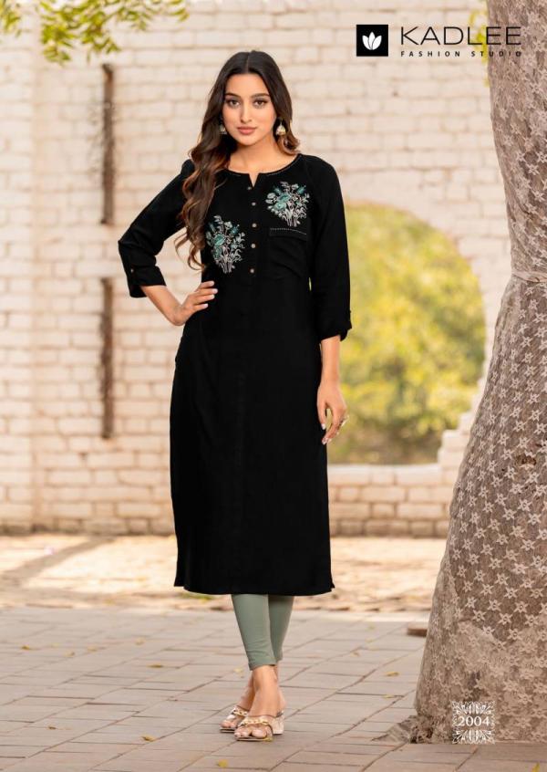 Kadlee Sumer Rayon Threadwork Kurti Collection