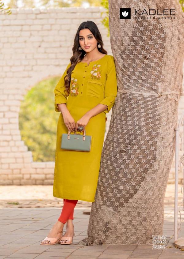 Kadlee Sumer Rayon Threadwork Kurti Collection