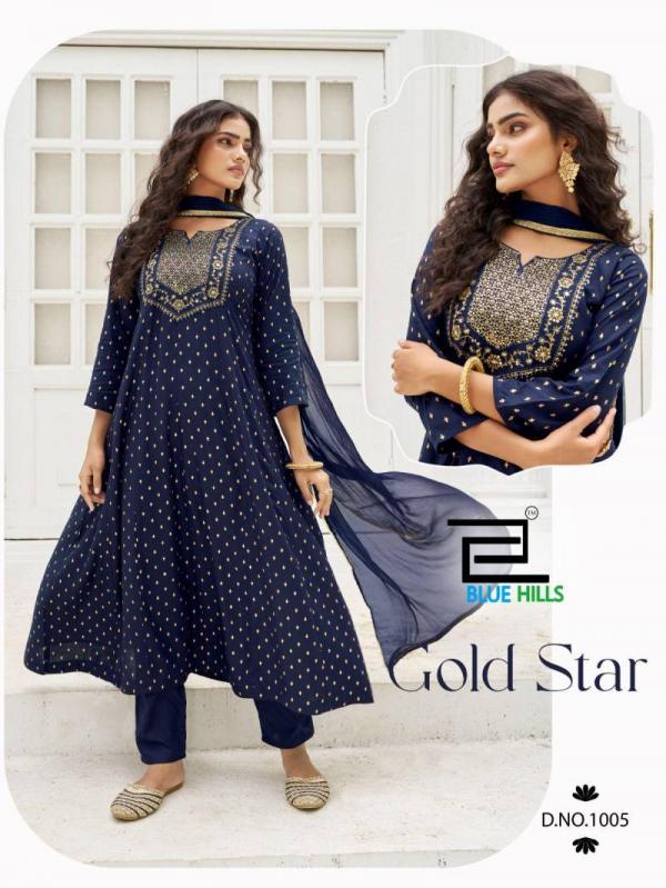 Blue Hills Gold Star Rayon Embroidered Readymade Collection