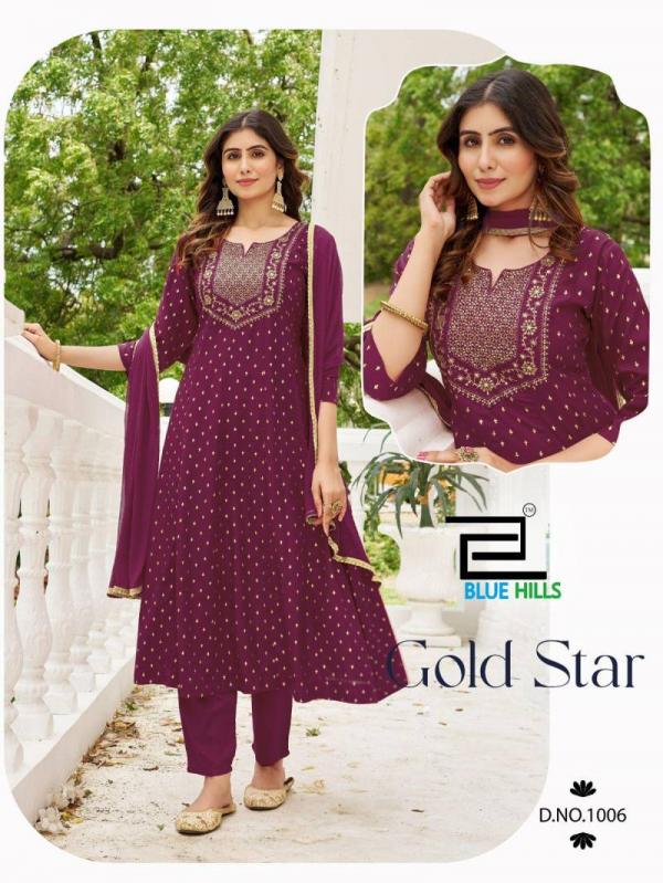Blue Hills Gold Star Rayon Embroidered Readymade Collection