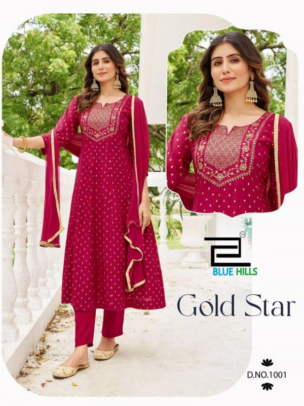 Blue Hills Gold Star Rayon Embroidered Readymade Collection