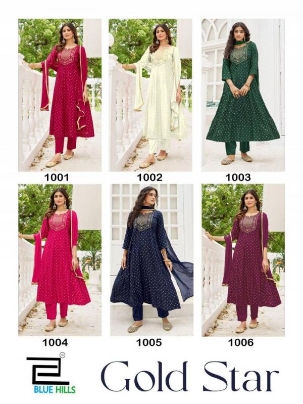 Blue Hills Gold Star Rayon Embroidered Readymade Collection
