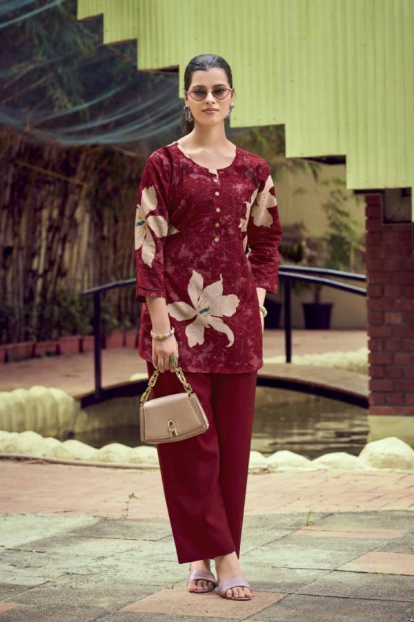 Ossm Honey Vatican Discharge Printed Co Ord Set