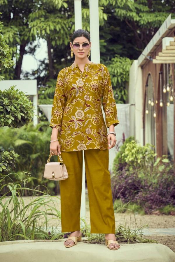 Ossm Honey Vatican Discharge Printed Co Ord Set