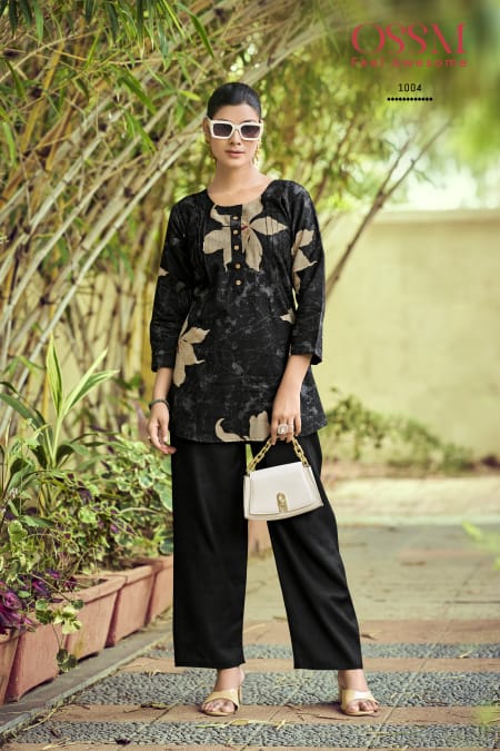 Ossm Honey Vatican Discharge Printed Co Ord Set